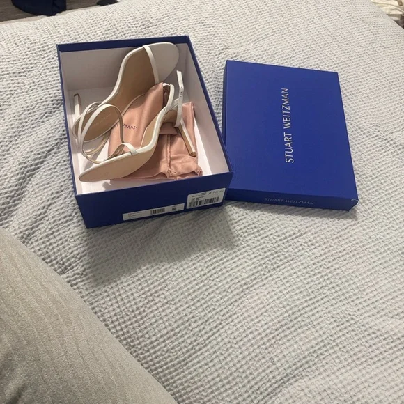 NIB TUART WEITZMAN Amelina 95 white leather sandals size EU 40 and US 9.5 B - Picture 3 of 8